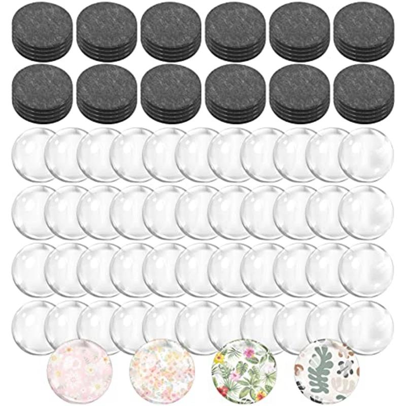 Artesanato Frigorífico Vidro Ímã cerâmico com adesivo Backing, Transparente Clear Glass Dome Cabochões, preto, 48 conjuntos - Image 1