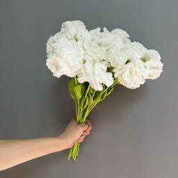 Flor de cravos feitos à mão com bolsa de embalagem, lã, flor artificial, crochê manual, flor trançada, decoração de casa, 43cm, 1pc - Image 4