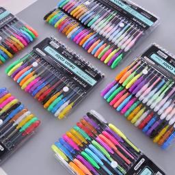 Conjunto de canetas de gel, 12/16/18/24/36/48 cores, neon/pastel/metálico/glitter, canetas para livros de colorir para adultos, revistas, desenho, rabiscos - Image 1