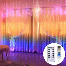 Cortina de luzes led com tema arco-íris, land de fadas, pingente de gelo, decorativas, para natal, festa, quarto, parede, decoração, casamento, 3 m x 2m - Image 6