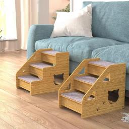 Escadas de Cama Portátil Removível para Animais, 3 Degraus, Rampa, Escada, Suprimentos para Cachorro Pequeno, Gato, Camas Altas, 1Pc - Image 4