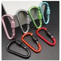 Multi Colors Aluminum Alloy Mosquetão Fivela de segurança Keychain com trava Botão de escalada Mosquetão D-Shape, Camping, Caminhadas Gancho - Image 1