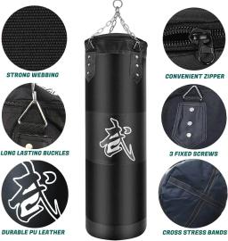 Durável Boxing Heavy Punch Bag com Corrente de Metal, Mosquetão, Fitness Training Gancho, Kick Fight Karatê, Taekwondo, Soco Sandbag - Image 3