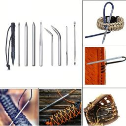 Aço inoxidável Agulha Set para Couro e Paracord Trabalho, Braid Marlinspike e Smoothing Tools, 9pcs - Image 6