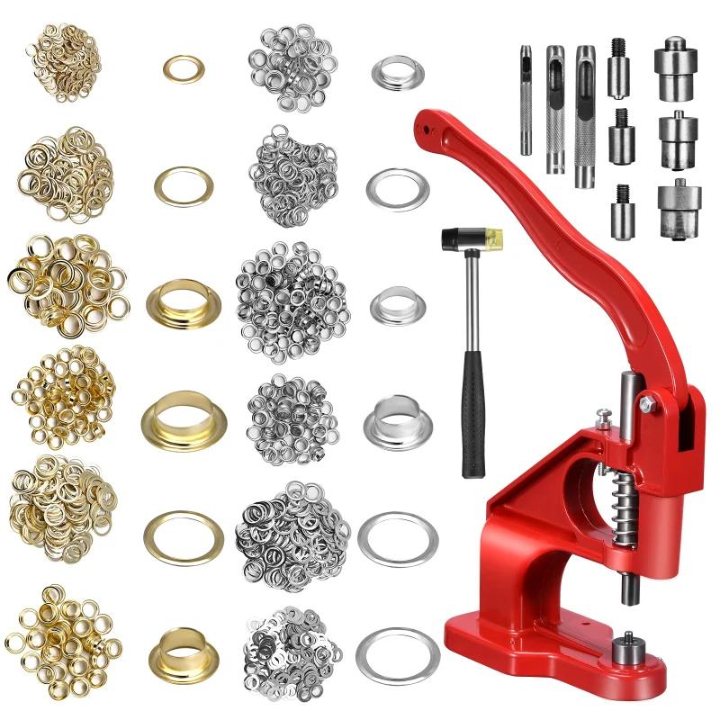 Conjunto de ferramentas para perfuração de ilhós, botões de pressão, ilhós de metal, vem com 3 matrizes, 3000 ilhós de ouro e prata, papel de ilhós - Image 1