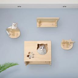 Parede de madeira Escalada Quadro para Gatos, Mobiliário Hammock, Escada Macia, Home Resto, Entretenimento, Pet Shop - Image 1
