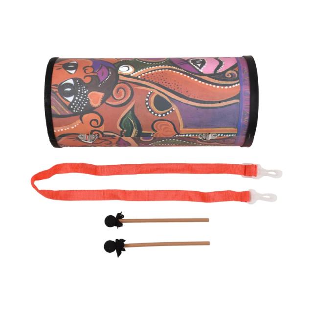 Bongo Portátil de Percussão com Alça e Duas Baquetas - Tambores de Madeira, Ideal para Aniversários e Férias, 7 Pol.