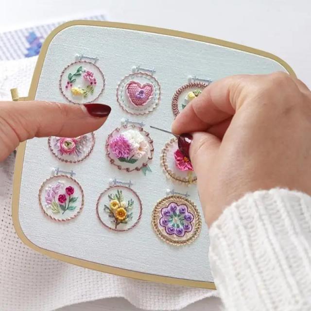 Kit Floral Bordado para Iniciantes: Ferramenta de Artesanato com Cores Brilhantes para Criar Obras-Primas