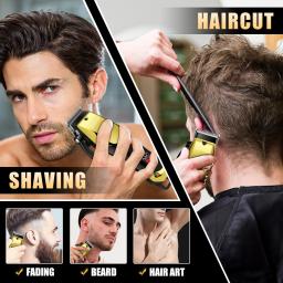 Máquina de cortar cabelo recarregável USB para homens, conjunto de três peças com cabeça de óleo e aparadores elétricos, ideais para uso doméstico - Image 2