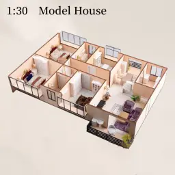 Caixa de construção em miniatura em escala 1:30, casa pré-fabricada, construtor de madeira, kit de modelo de montagem, material de arquitetura - Image 1