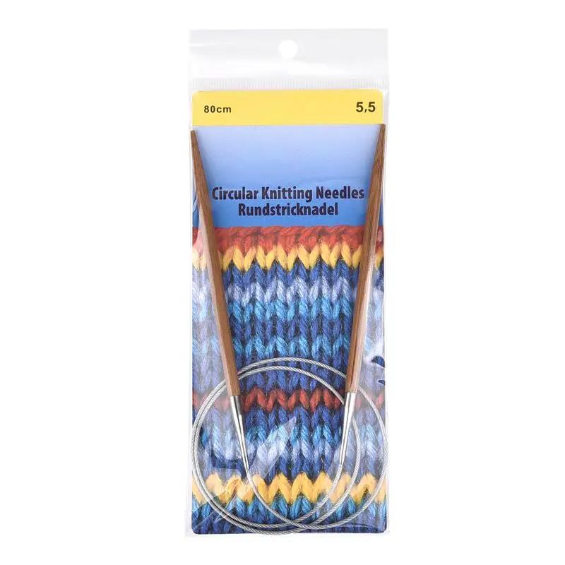 Agulhas de tricô circulares para costura Crochet de bambu Ganchos de cúspide dupla, Tubo de aço inoxidável DIY Ferramentas de costura manuais 3.0-12mm - Image 1