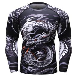 Masculino personalizado impresso fightwear, manga comprida, jiu jitsu compressão Rashguard, bjj camiseta, camisa de boxe, exercício bodybuild t - Image 3