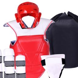 Equipamento protetor para treinamento em artes marciais, Taekwondo masculino, equipamento versátil, vermelho - Image 5