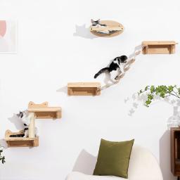 Wall Mounted Escalada Prateleira com Sisal Coçar e Ponte Passo Bed Móveis para Gatos, Prateleiras e Poleiros, Hammock - Image 4