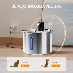 Newpet Bebedouro para gatos em aço inoxidável de 3 litros Bebedouro Automático para Gatos Bebedouro para Gatos Cães Acessórios para Dispensador de Água para Animais de Estimação - Image 5