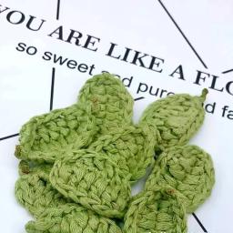 Patches de linha de algodão artesanal folha verde, DIY Woven Leaf Decorações, ornamento, 3 cores, 15pcs por lote - Image 4