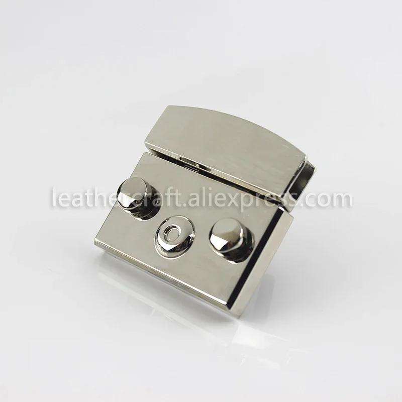 Retangular Metal Press Push Lock, Primavera Lock Snap, Fechos decorativos Fecho, Acessório de Hardware DIY, Saco Pasta Encerramento, Artesanato de couro - Image 1