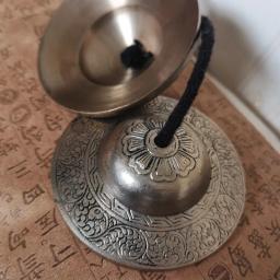 Novo um par 9cm Polegada handcrafted nepal meditação tingsha cymbal sino com bronze budista os oito símbolos auspiciosos - Image 6