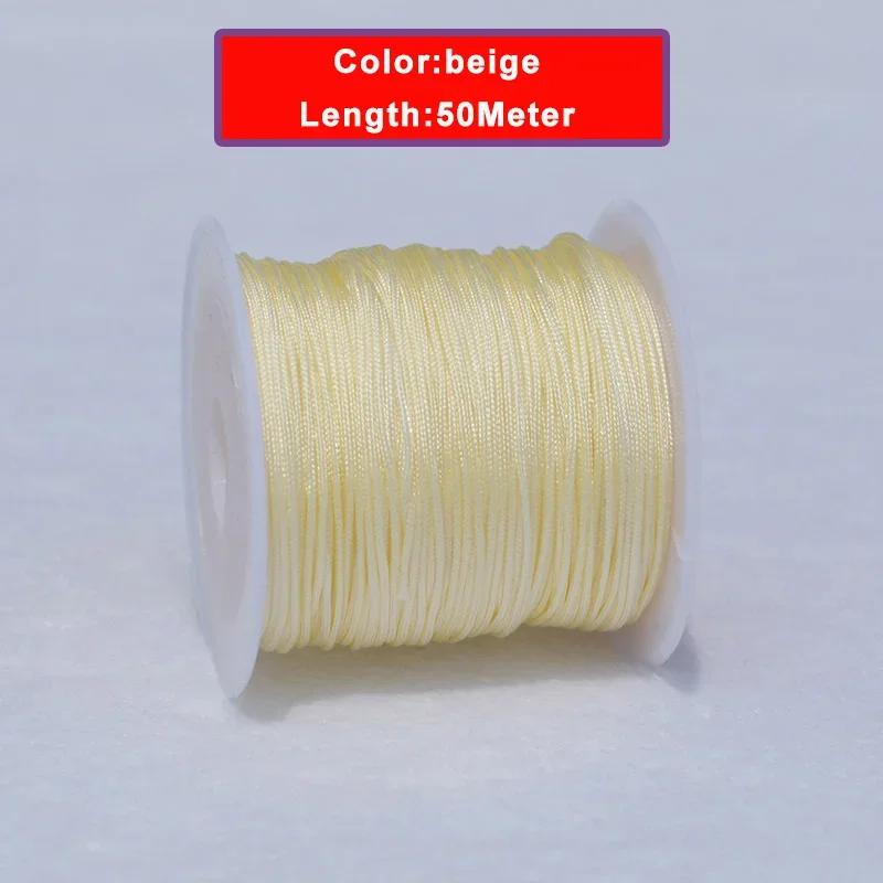 Nylon Beading Cordas Macramé Thread, Chinês Knot Cord, Pulseira Trançada, DIY Craft, Fazer Jóias, 50m por Rolo, 0,8 milímetros - Image 4