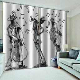Piano série de instrumentos musicais impressão 3d música nota padrão sun sombra sala estar quarto varanda decoração para casa cortinas finas - Image 2