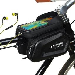 À prova d'água Hard Shell Bicicleta Quadro Frontal Saco, Touch Screen, Bicicleta Tubo Top Armazenamento Sacos, Acessórios de ciclismo, Telefone Organizer, 7" - Image 1