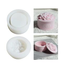 Molde de silicone para DIY Vaso de flores com tampa Cimento Gesso Molde 3D Rodada Stripe Caixa De Armazenamento Vela Copo Concreto Moldes Home Decor - Image 6