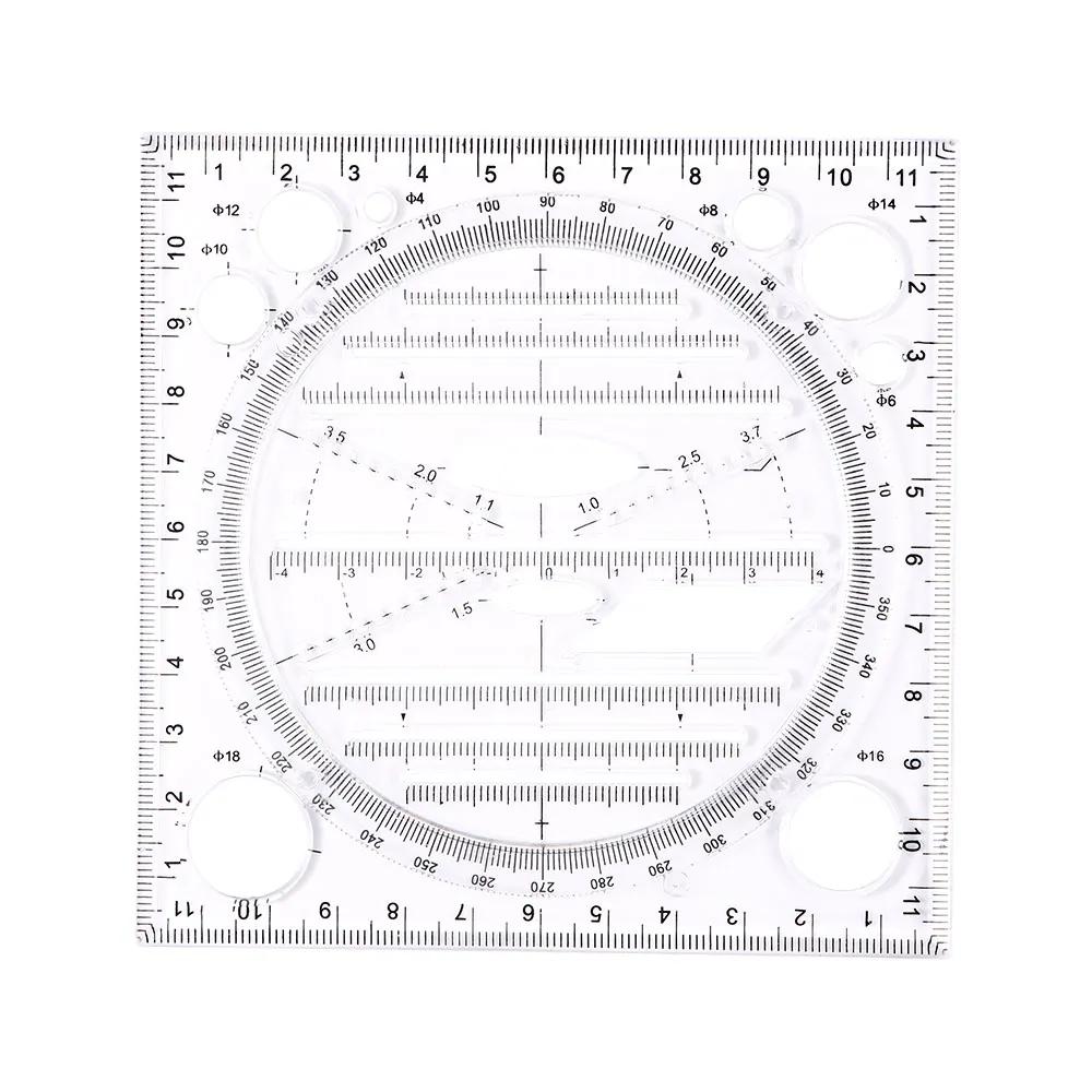 Régua de desenho multifuncional para escola, modelo de medição, desenho geométrico, ângulo e círculo Maker, Springhall - Image 1
