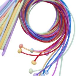 Agulhas de tricô plásticas coloridas, Tubo elástico, Tapete tunisiano Crochet Ganchos, Agulhas de tecelagem, Sweater Tool, 120cm, 12Pcs, Conjunto - Image 5