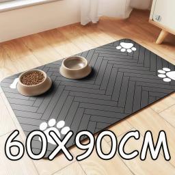 Tapete de alimentação para cães de estimação, 60x90cm, para comida e tigela de água com suporte de borracha à prova d'água, secagem rápida, tapete de água para cães e gatos - Image 1