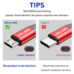 USLION 3A Micro USB Cable Fast Charge Cabo de dados USB para Samsung S6 Xiaomi Redmi Android Micro usb Cable Mobile Phone Red - Image 5