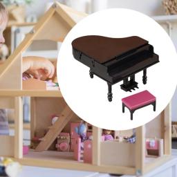 Mini piano de cauda para sala e Dollhouse, instrumento musical, 1:12 - Image 3