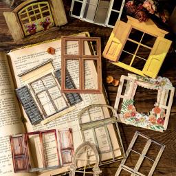 JIANQI-Laser oco Adesivos para Scrapbooking, Porta e Windows Adesivos, Junk Journal Planner, Vintage decorativo DIY Artesanato Material, 10 PCs - Image 2