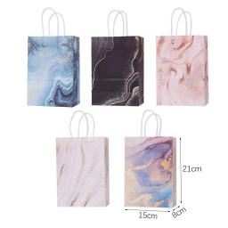 Saco De Presente De Papel Com Design De Mármore, Bolsa Para Aniversário, Presente De Casamento, Decoração De Festa, Suprimentos De Embalagem, Artesanato De DIY, 5Pcs - Image 6