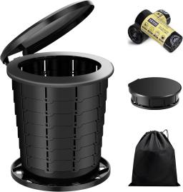 Banheiro portátil retrátil para acampar, 380lbs ajustável dobrável viagem WC, carro preto e camping, atualização XL - Image 1