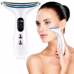 Ems microcurrent rosto pescoço beleza dispositivo led fóton rejuvenescimento anti rugas fino queixo duplo cuidados com a pele massagem facial - Image 1