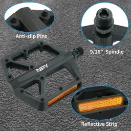 Npynew pedais de bicicleta com rolamento duplo du, com refletor para ciclismo de estrada de montanha, pedais planos de plataforma, acessórios de ciclismo - Image 4