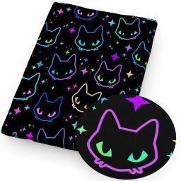Halloween Poliéster Algodão Tecido, Costura Quilting Tecidos, Material Bordado, DIY Handmade Cortina, Star Bat Cat Tecido, 50x145cm - Image 3