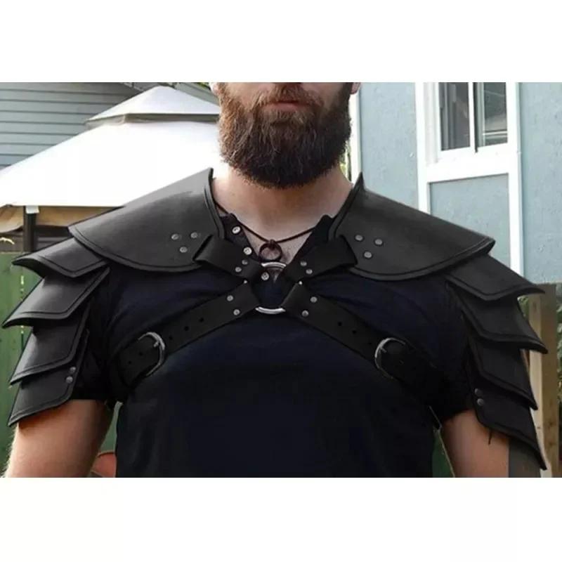 Medieval steampunk viking traje guerreiro cavaleiro couro do plutônio ajustável ombro armaduras para homens feminino larp cosplay acessório - Image 1