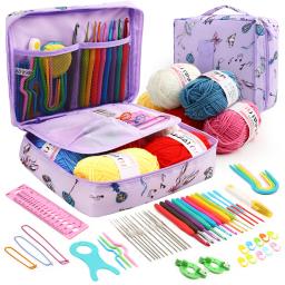 Crochet Hook Kit com saco de armazenamento, Crochet Set, DIY Iniciante, Material Pack, Costura portátil tricô e ferramentas de armazenamento, 59Pcs - Image 6