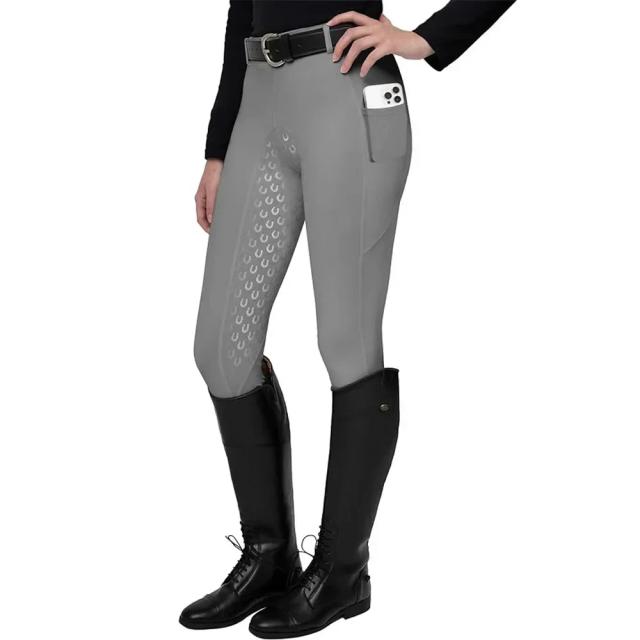 Calças de Equitação Femininas com Bolsos com Zíper e Silicone para Cavalgada - Roupas Esportivas ao Ar Livre