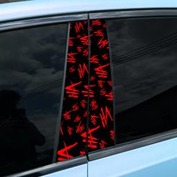 Impermeável carro B-pilar adesivos, Auto centro pilar, protetor solar decalques, letras engraçadas Decors, JOKER rindo HAHA, PET, 1pc - Image 1