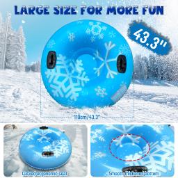Tubo de neve inflável com alça, anel de esqui, PVC Sledding Tube, tubulação grossa, acessórios de esqui, inverno, 96 cm, 120cm - Image 3