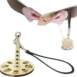 Ferramentas de tricô de madeira com alça de pulso Suporte do fio Carretel de linha de costura DIY Enrolador de bola de lã Suporte de acessórios Rochet - Image 2