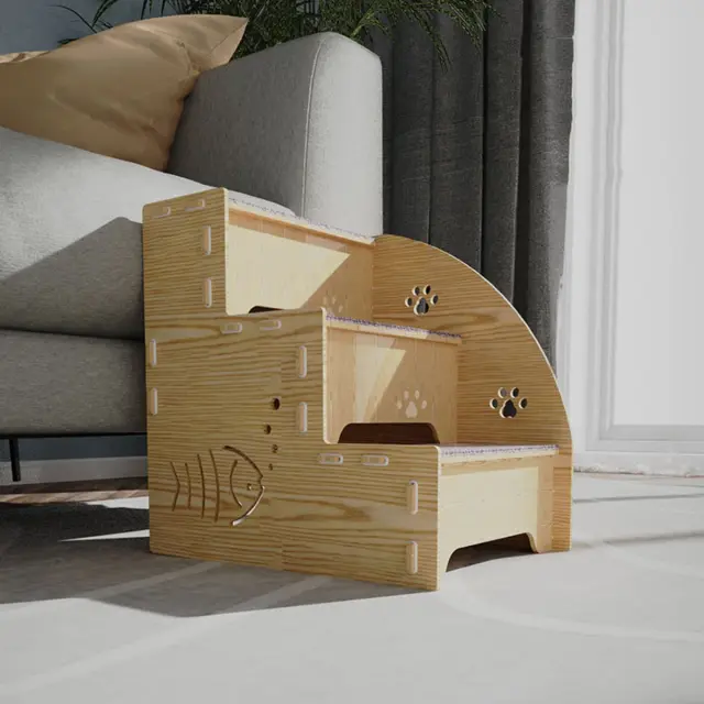 Escada de Madeira para Pets: Ideal para Cachorros e Gatos, Acesso Facil ao Sofá e Cama