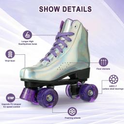 Sapatos de patinação esportiva deslizante ao ar livre, Patins profissionais Quad para adultos, Brush Street, Linha dupla de 4 rodas, Sapatos de skate no gelo - Image 3