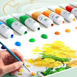 Tinta acrílica 12 18 24 36 cores 12ml tubo conjunto de tinta acrílica para pintura de roupas pigmentos de vidro ricos para pintura de artistas - Image 6