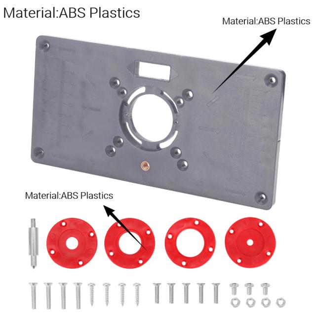 Inserção de Placa para Router: Tabela de Alumínio, ABS e Máquina de Corte para Carpintaria com Gravura e 4 Anéis