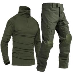 Uniforme Roupa De Trabalho Paintball, Camuflagem De Combate Tático Camisas, Joelheiras De Carga, Ternos De Calças De Caça, Roupas Softair - Image 1