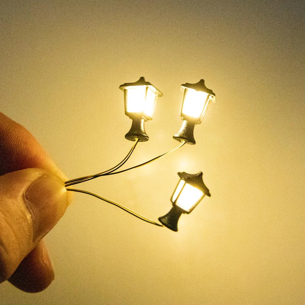 Miniatura LED Lawn Lamp Model, DIY Building, Sand Table, Cena do Jardim, Kits de Diorama de Luzes, 3V, 5Pcs - Image 1