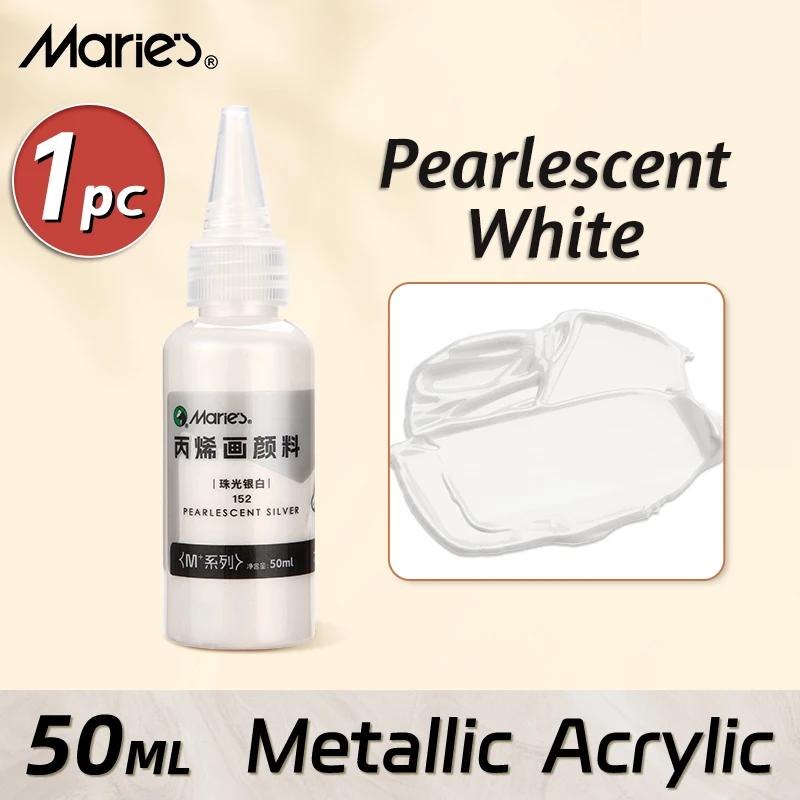 Marie's-Tinta Acrílica Metálica com Garrafa, Pigmentos Ricos e Brilhantes, Perolado, Slivery Dourado, Pintura Artística DIY, Madeira, Gl, 50ml - Image 1